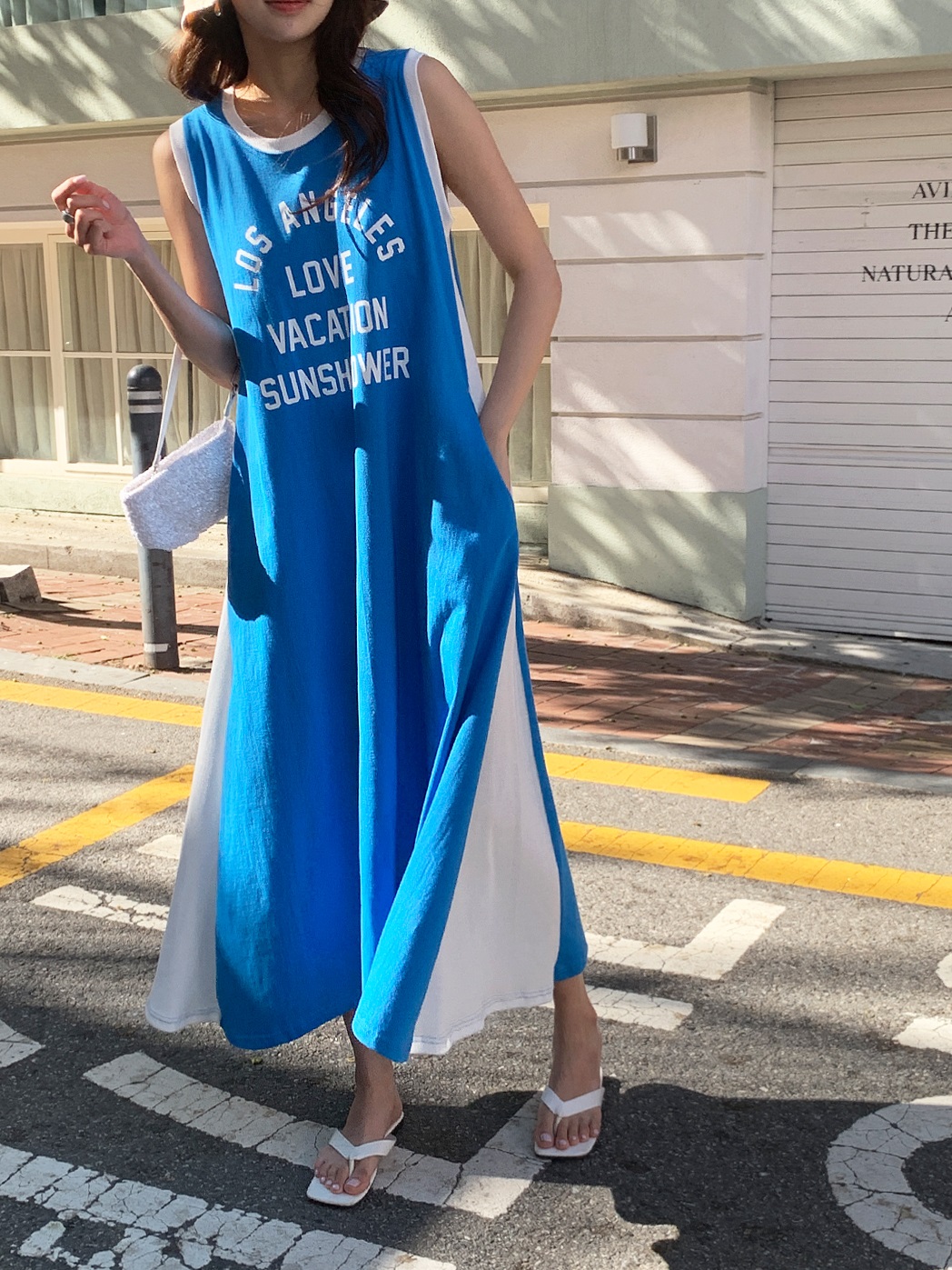 ラウンドネックロング配色カラーノースリワンピース | 詳細画像10