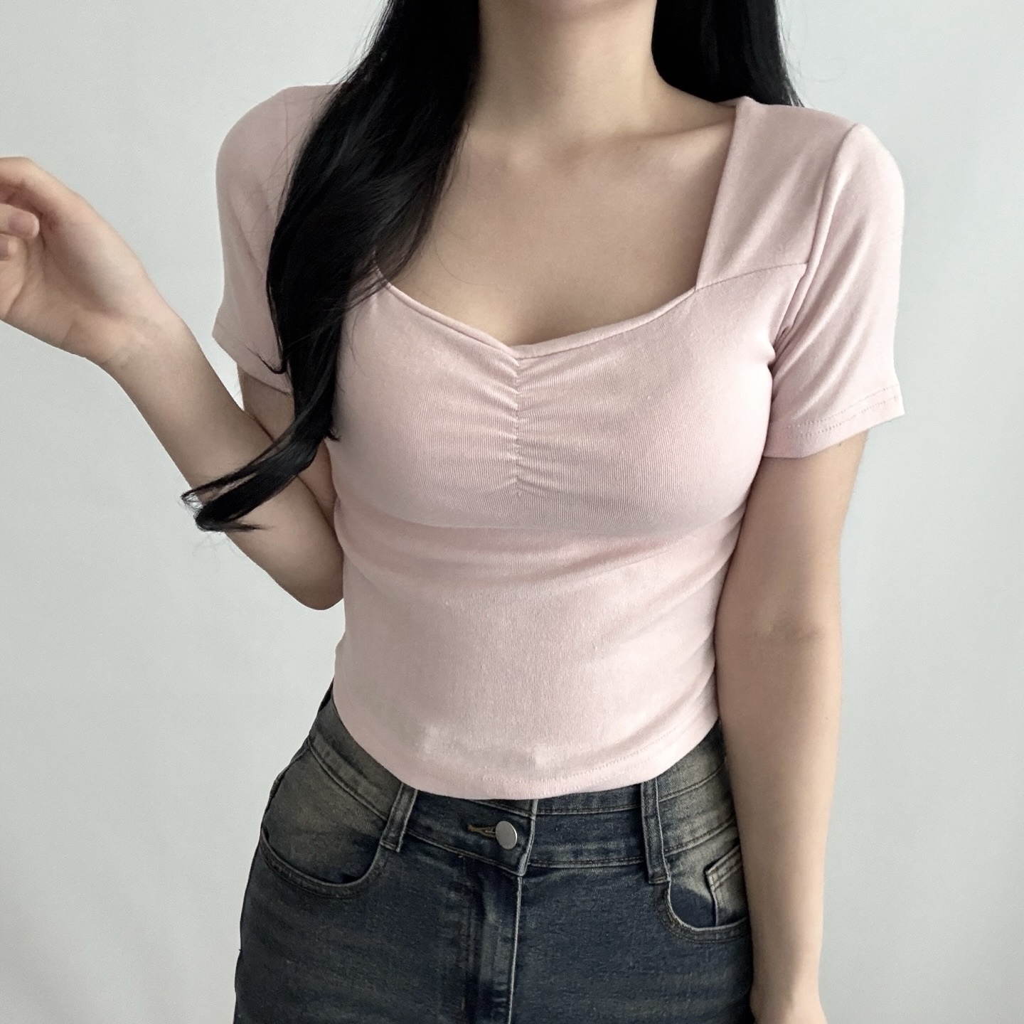 ハートネックシャーリングスリムTシャツ | 詳細画像6