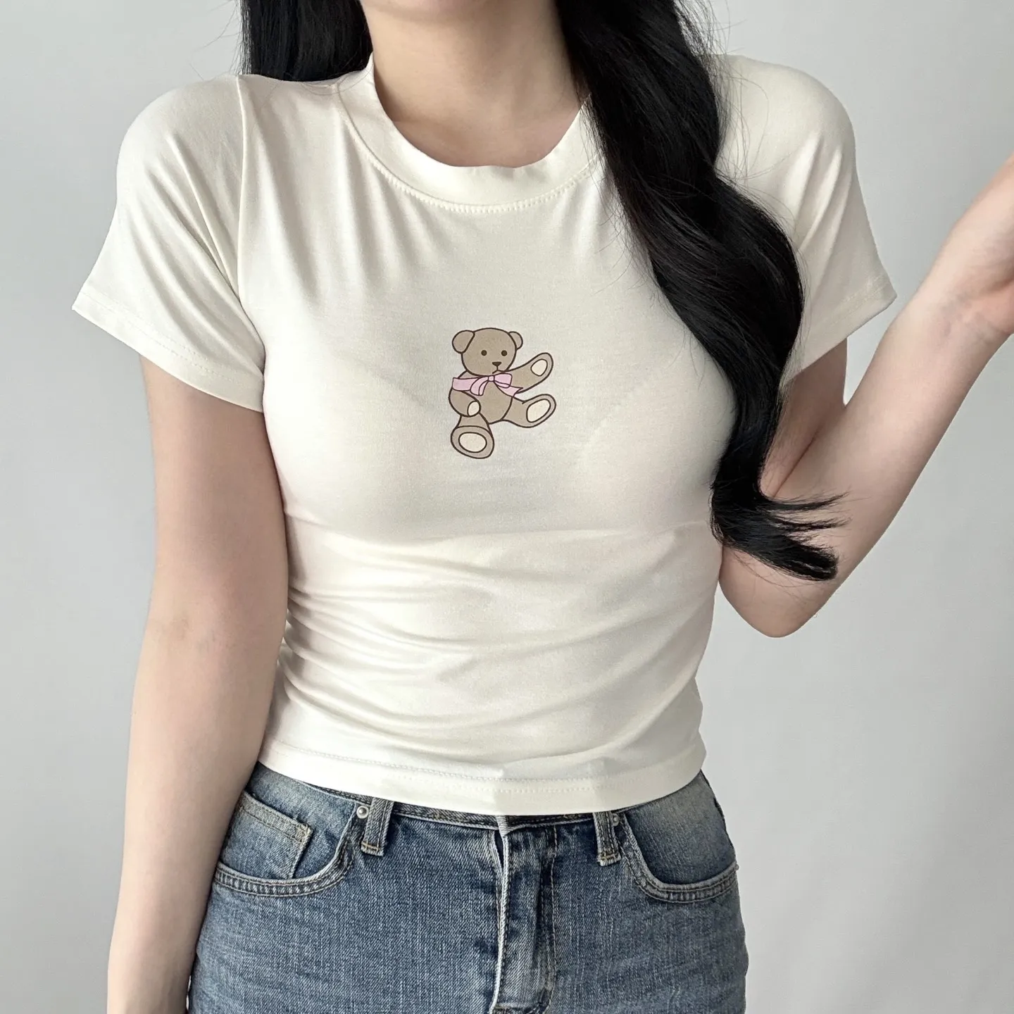 ラウンドネックスリムプリントTシャツ | 詳細画像1