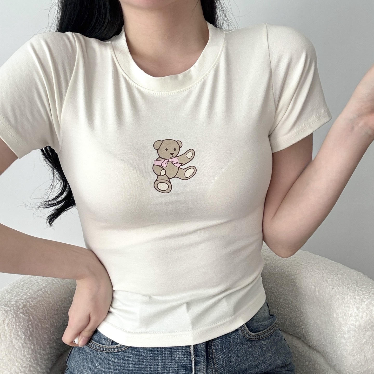 ラウンドネックスリムプリントTシャツ | 詳細画像6