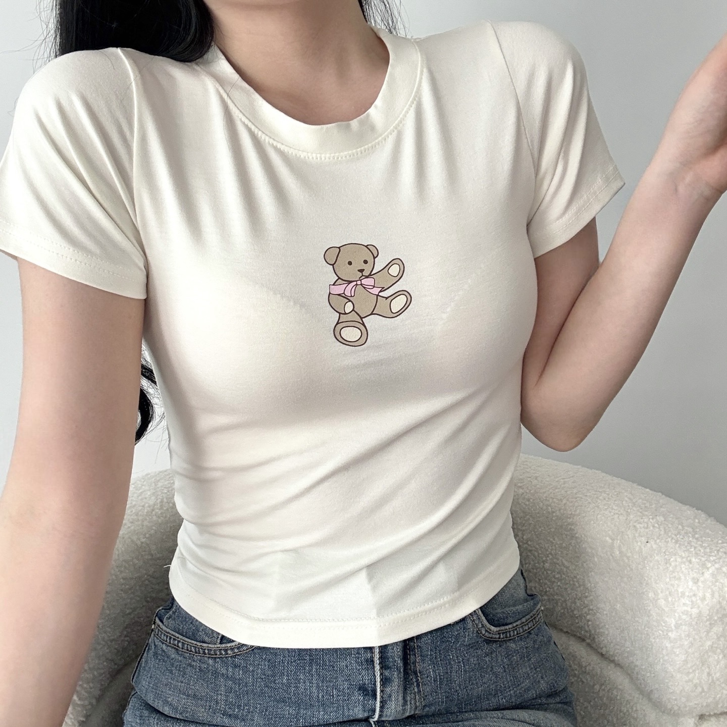 ラウンドネックスリムプリントTシャツ | 詳細画像7