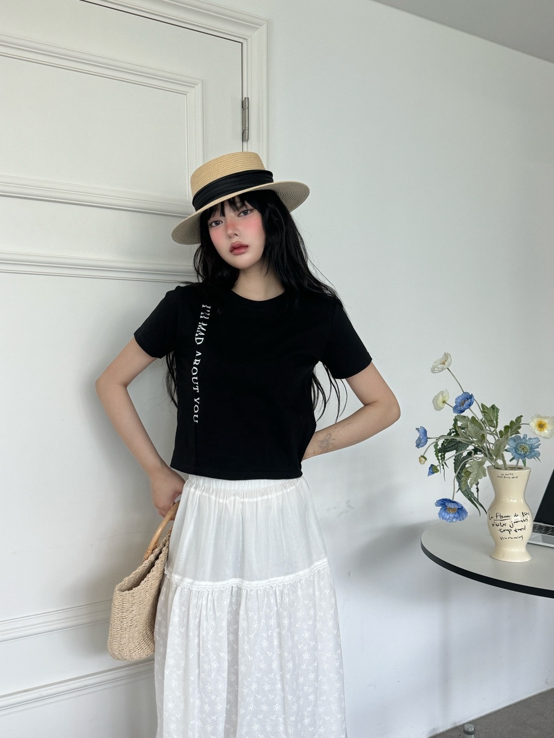 ピンタッククロップドレタリングTシャツ | 詳細画像2