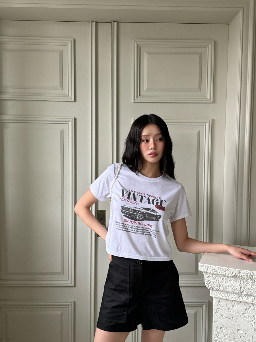 ラウンドネッククロップドプリントTシャツ | 詳細画像2