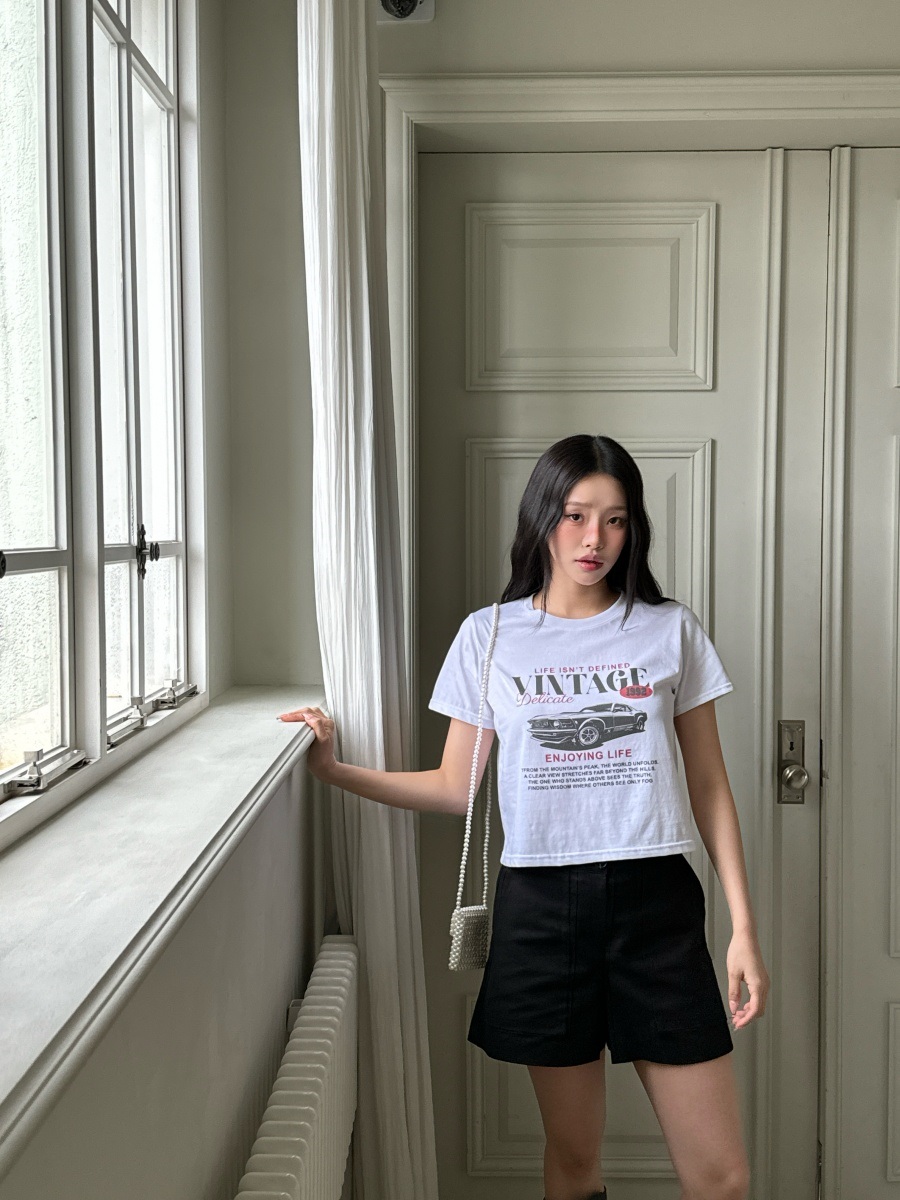 ラウンドネッククロップドプリントTシャツ | 詳細画像3