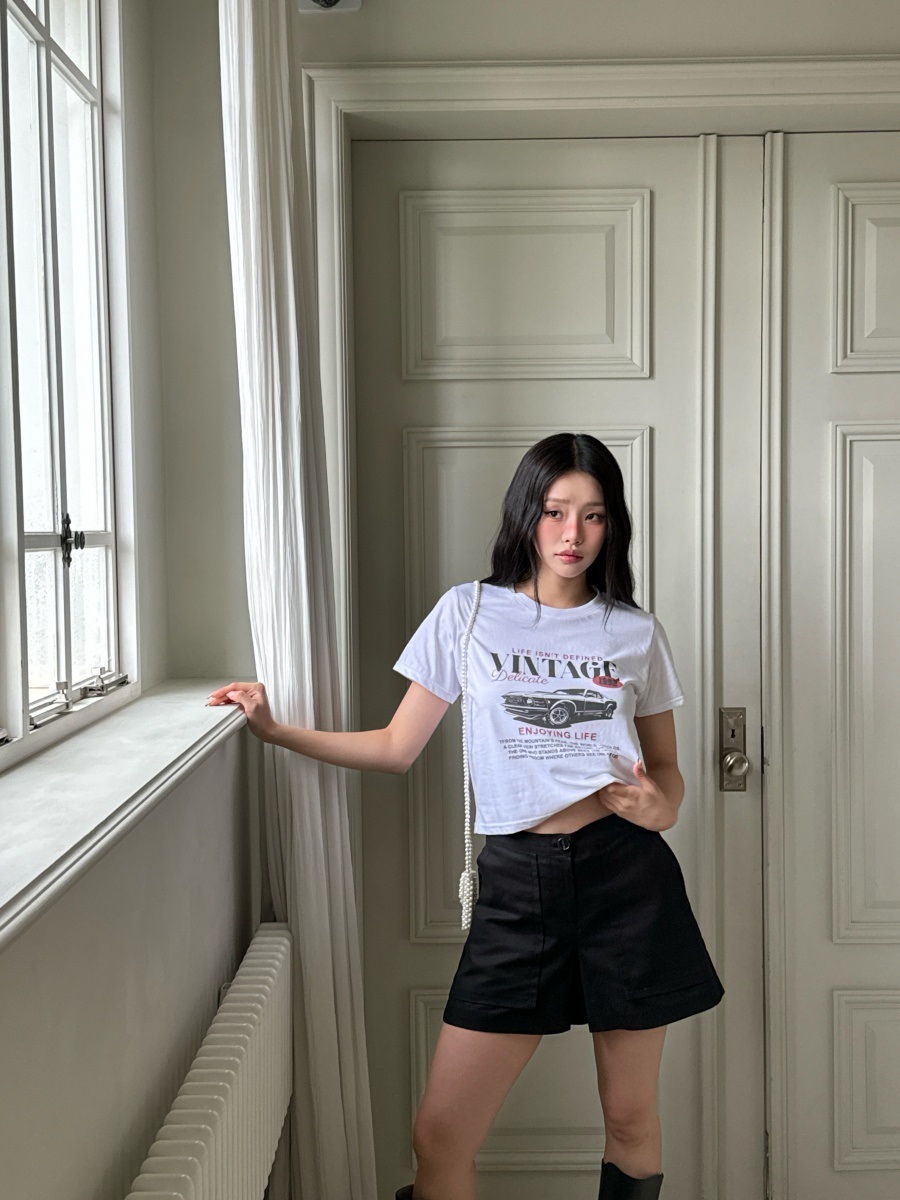 ラウンドネッククロップドプリントTシャツ | 詳細画像4