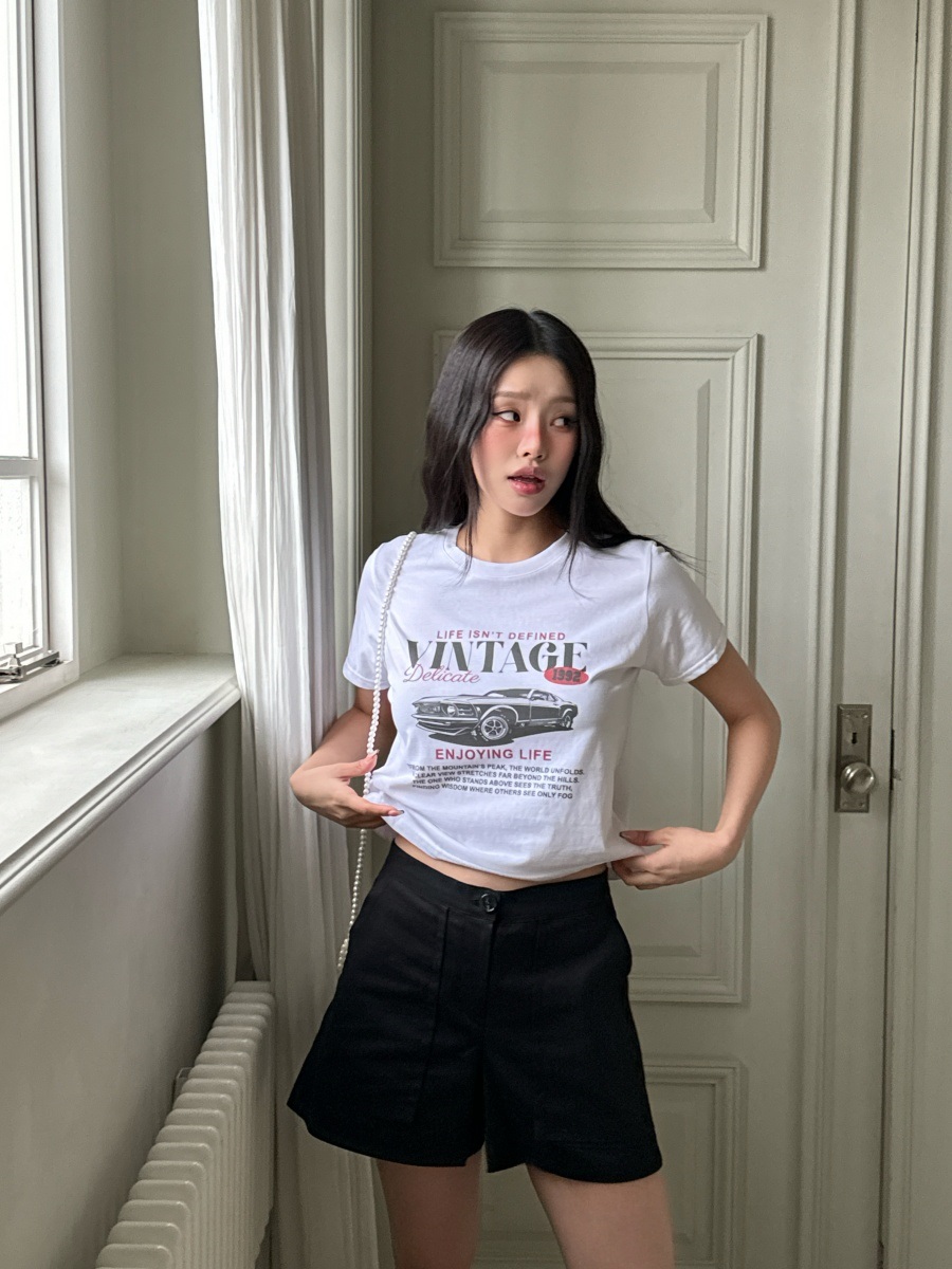 ラウンドネッククロップドプリントTシャツ | 詳細画像5