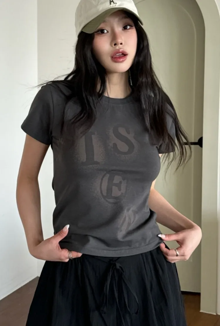 クロップドスリムプリントTシャツ | 詳細画像1