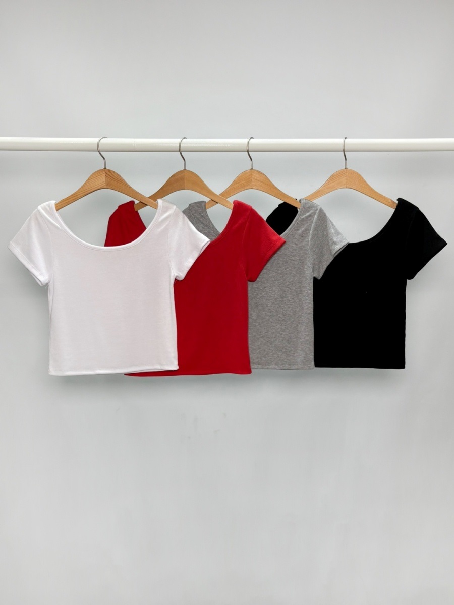 リブスクエアネッククロップドスリムTシャツ | 詳細画像11