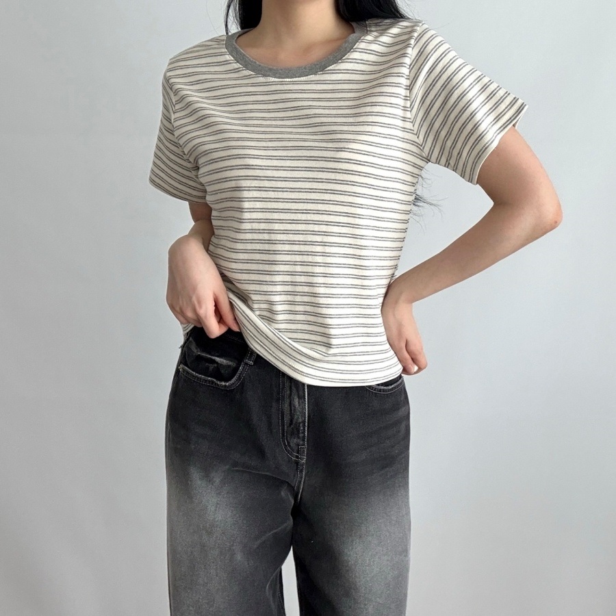 ラウンドネックボーダーTシャツ | 詳細画像2