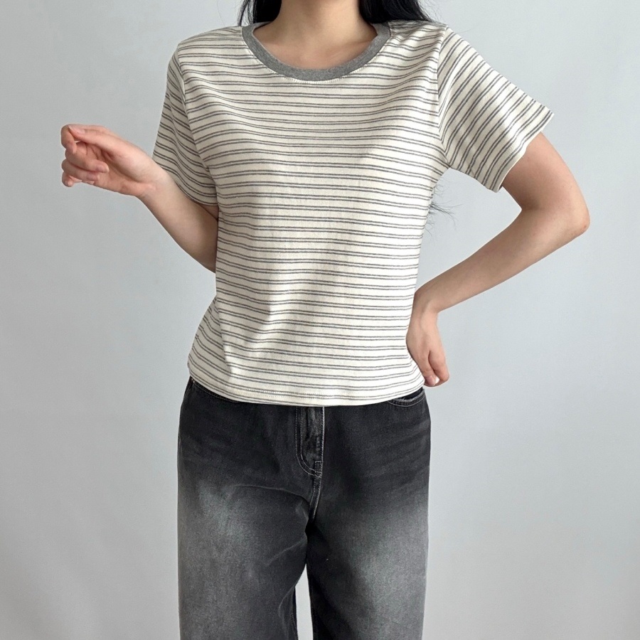 ラウンドネックボーダーTシャツ | 詳細画像4