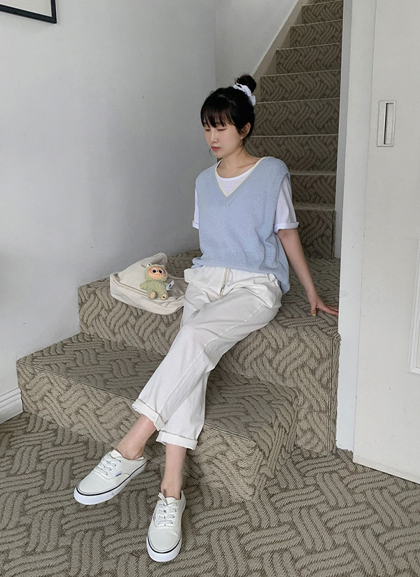 コットンウエストゴムテーパードパンツ | レディースファッション通販