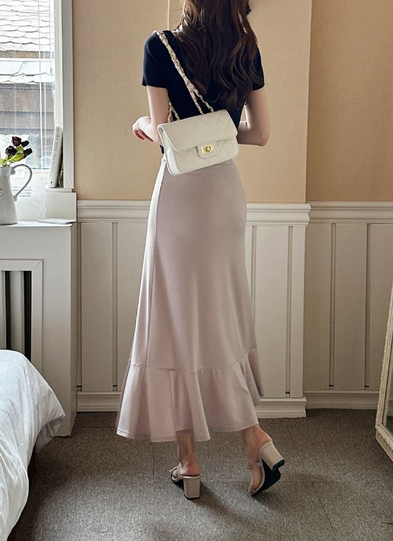 フリルスリットロングアンバランススカート | レディースファッション