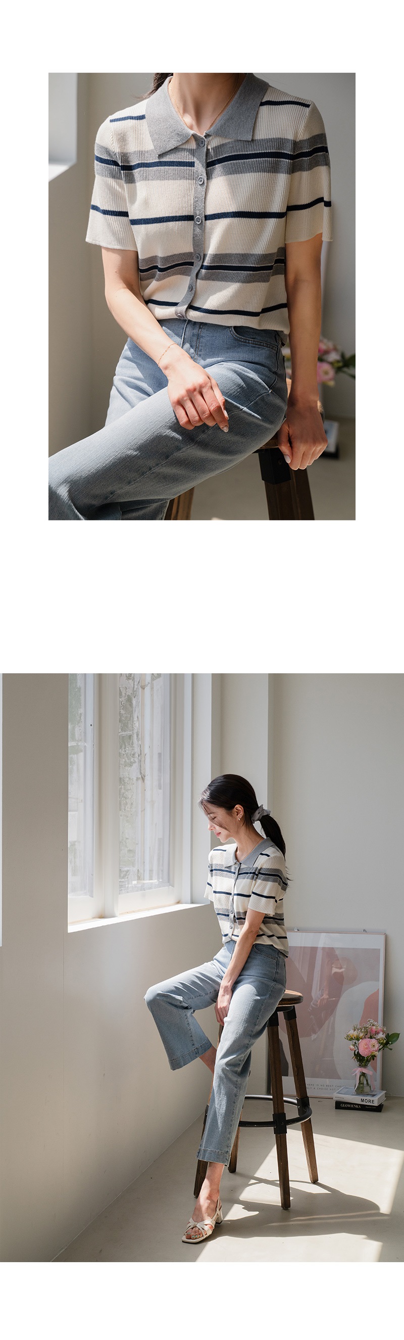 カラーボタンボーダーニットTシャツ | 詳細画像9