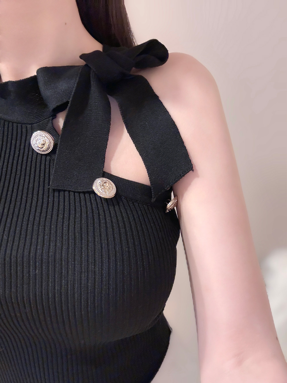 リボンボタンゴールドボタンノースリーブ | 詳細画像7