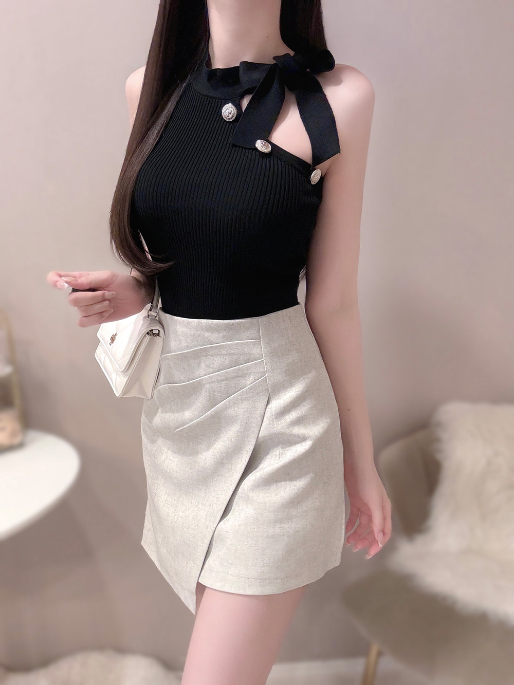 リボンボタンゴールドボタンノースリーブ | 詳細画像8