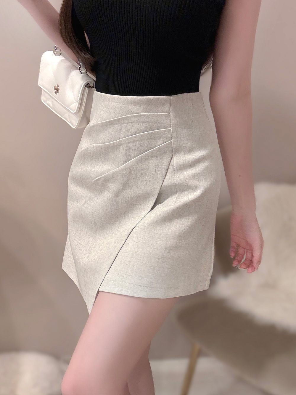 パンツ裏地タックラップ調ミニスカート | 詳細画像9