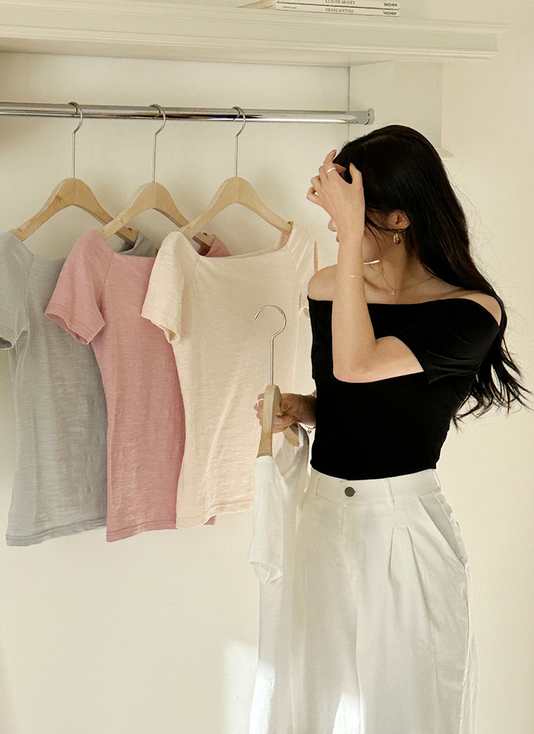 オフショルダースリム半袖Tシャツ | DHOLIC | 詳細画像18