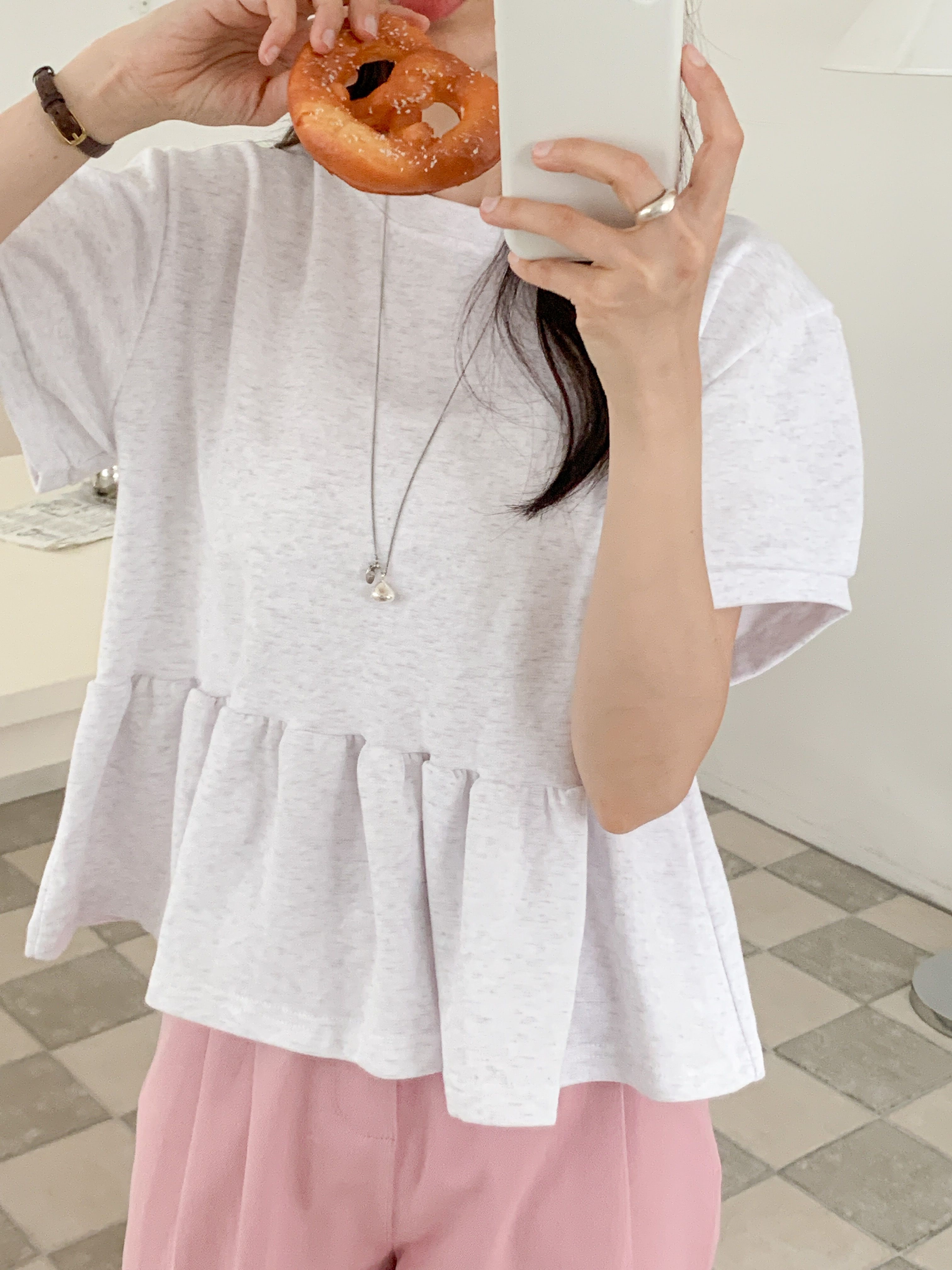 ラウンドネックフリル半袖Tシャツ | 詳細画像2