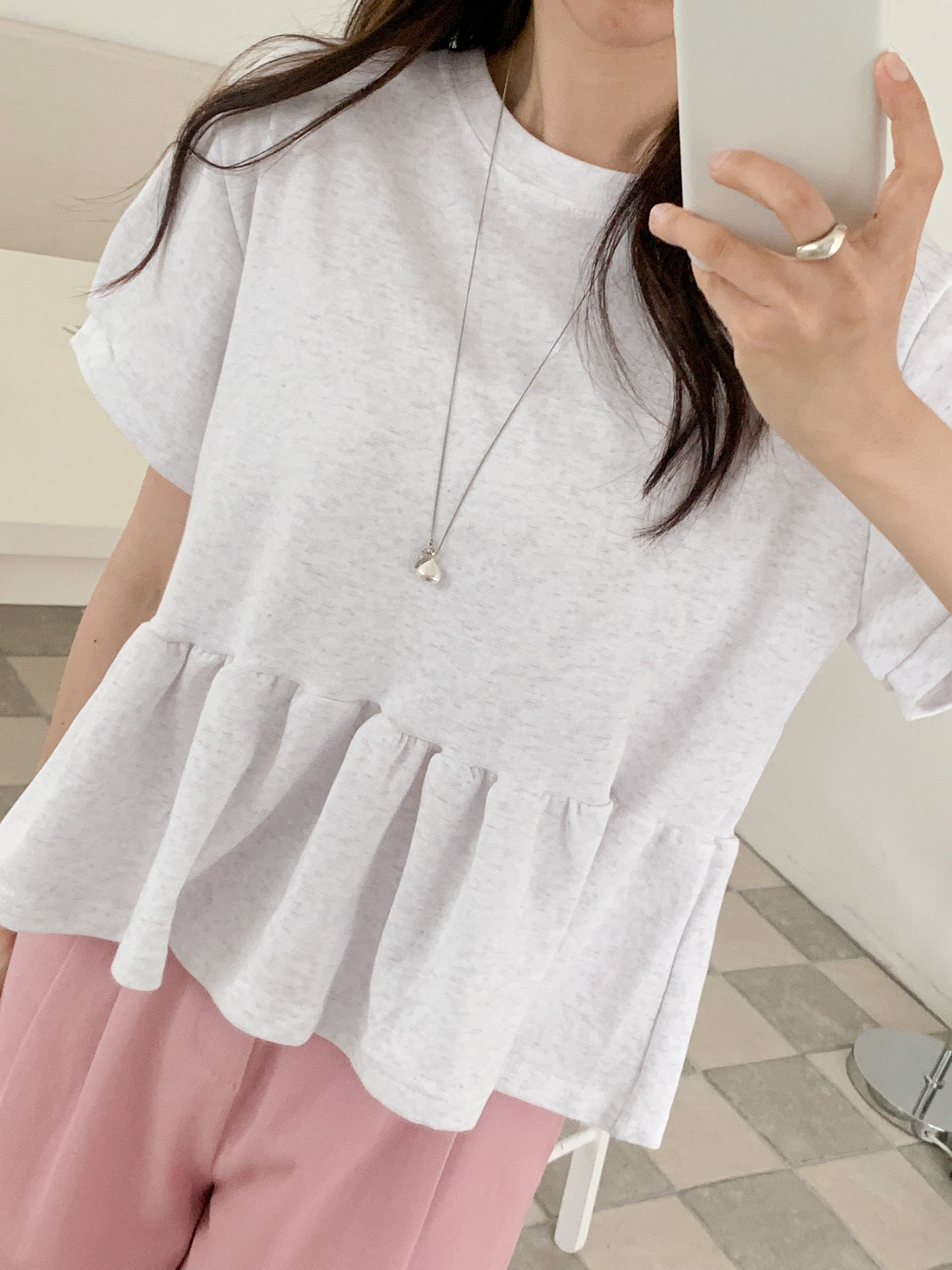 ラウンドネックフリル半袖Tシャツ | 詳細画像13