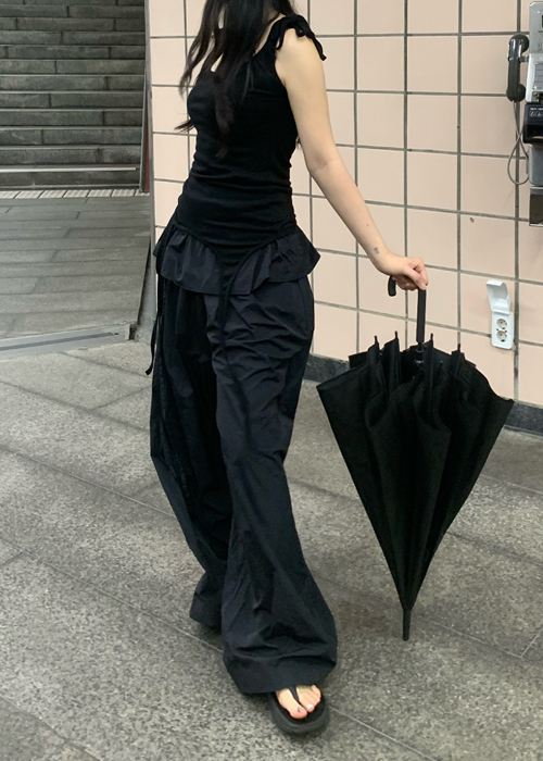 2WAYナイロンベルトレイヤードパンツ | レディースファッション通販