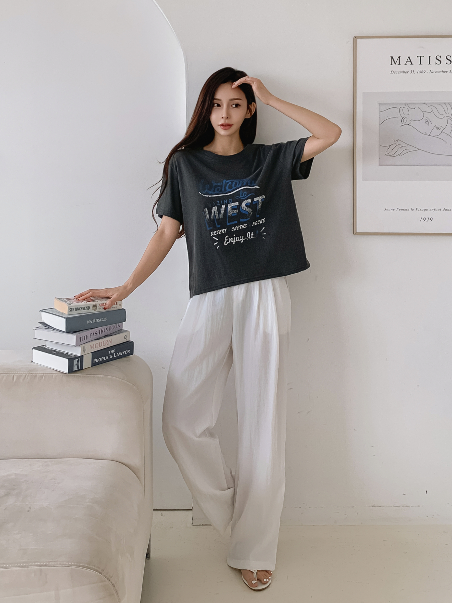 コットンラウンドネックルーズ半袖ロゴTシャツ | 詳細画像9