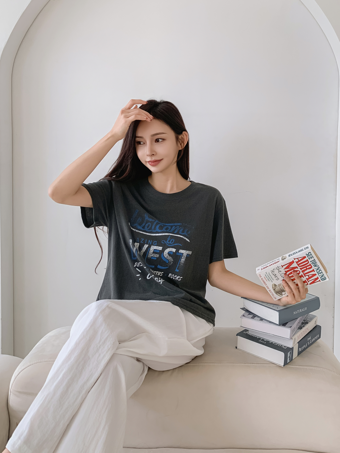 コットンラウンドネックルーズ半袖ロゴTシャツ | 詳細画像14