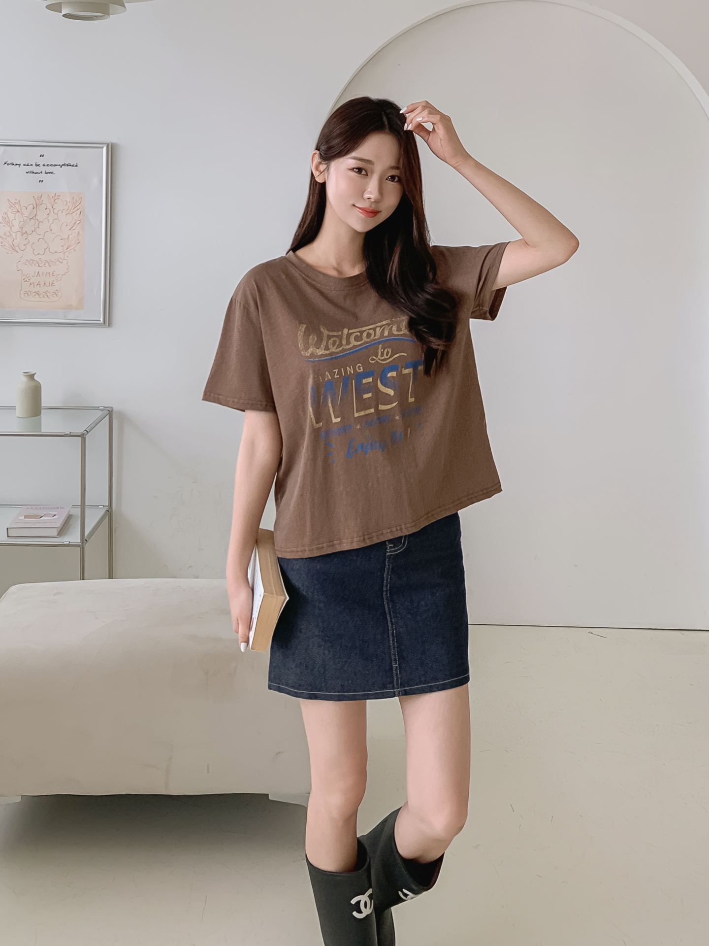 コットンラウンドネックルーズ半袖ロゴTシャツ | 詳細画像19