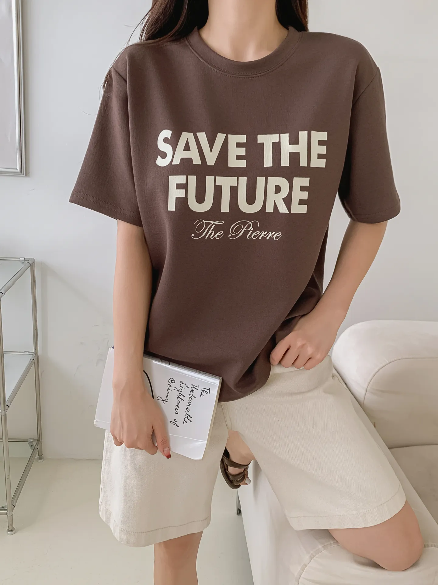 ラウンドネック半袖レタリングTシャツ | 詳細画像1