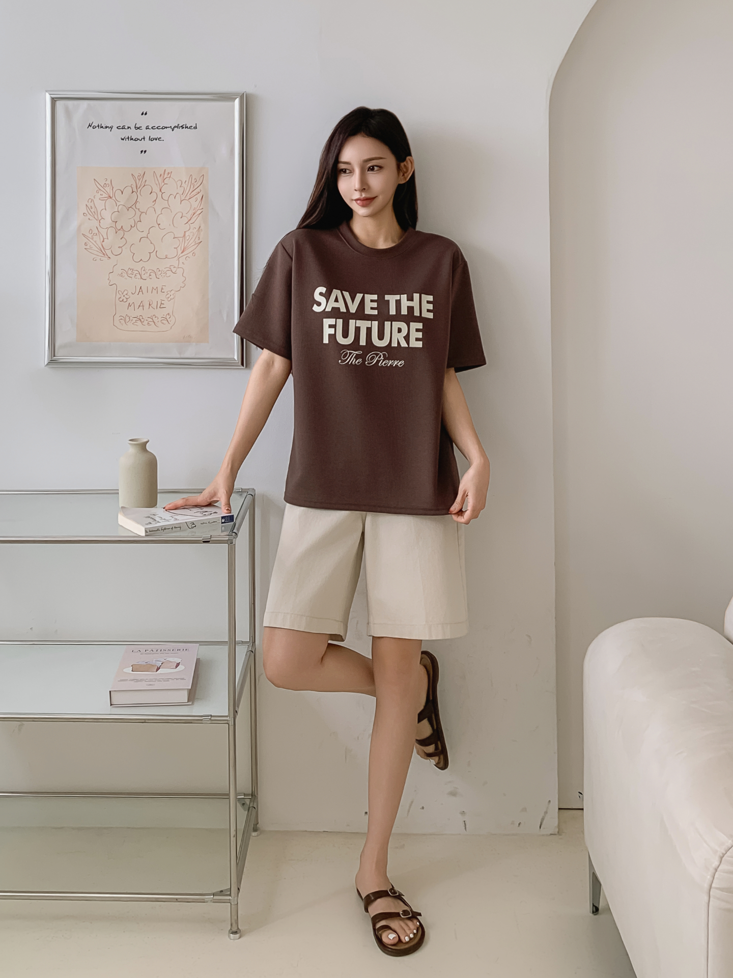 ラウンドネック半袖レタリングTシャツ | 詳細画像2