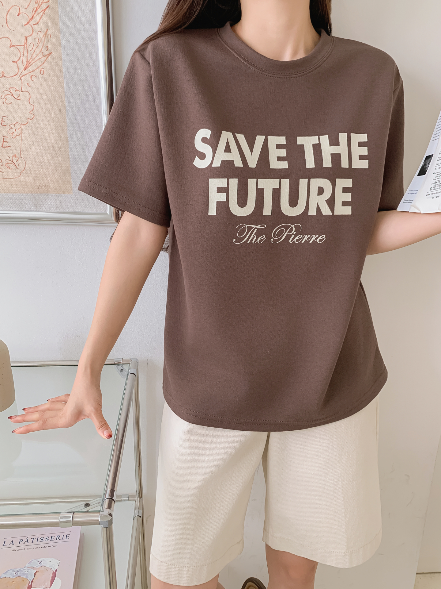 ラウンドネック半袖レタリングTシャツ | 詳細画像3
