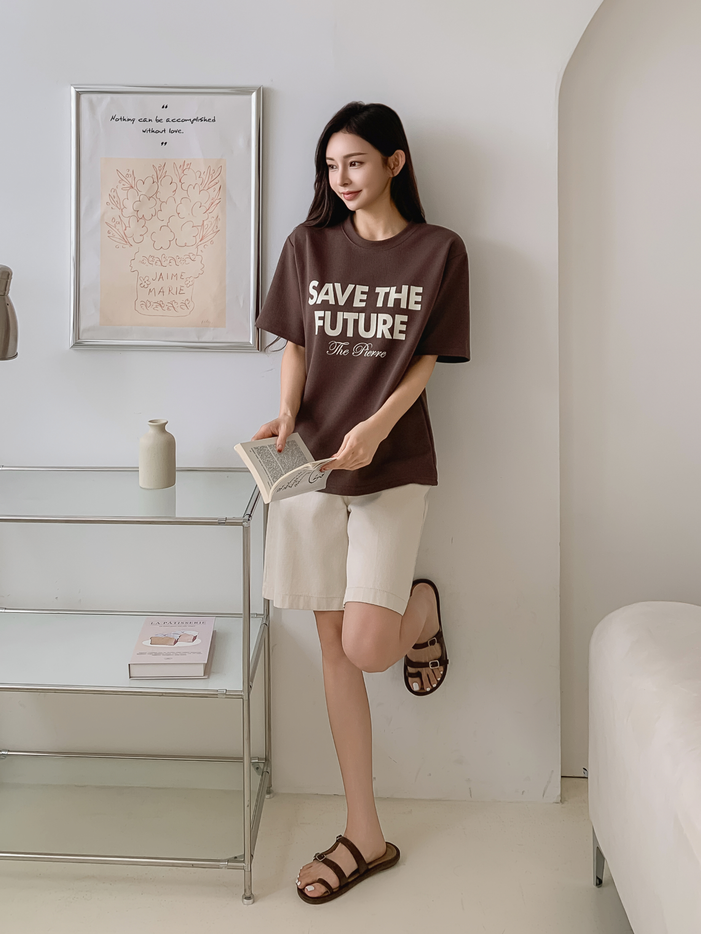 ラウンドネック半袖レタリングTシャツ | 詳細画像4