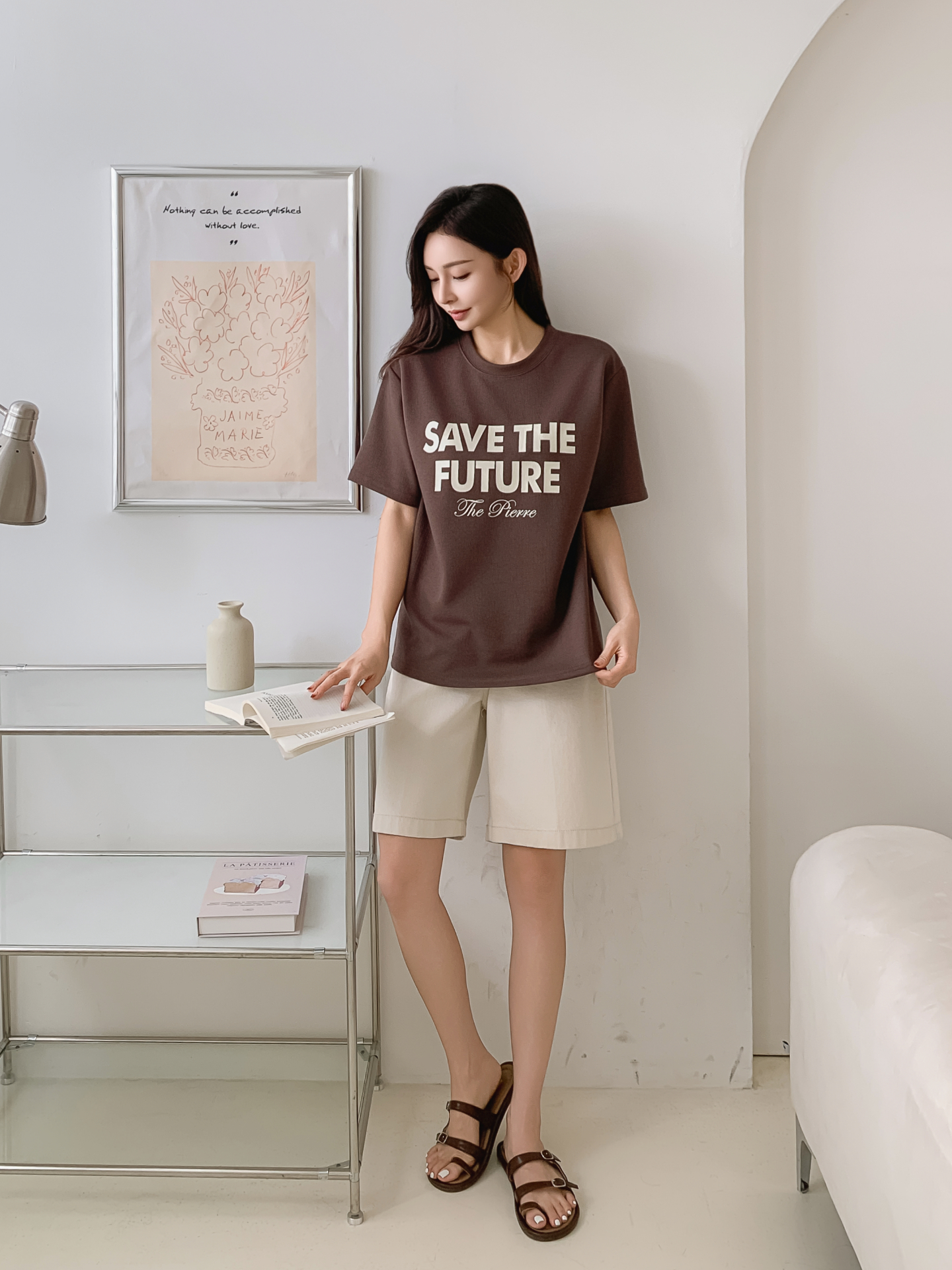 ラウンドネック半袖レタリングTシャツ | 詳細画像9