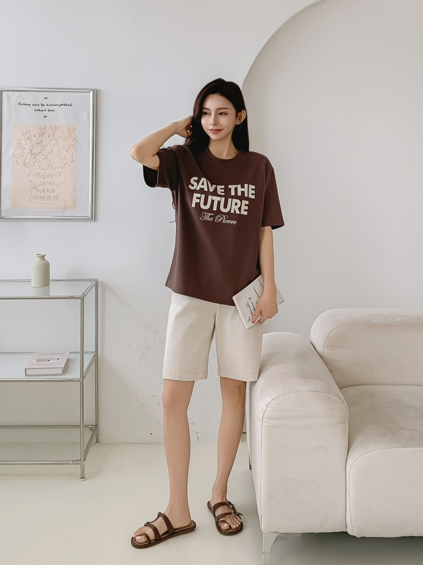 ラウンドネック半袖レタリングTシャツ | 詳細画像13