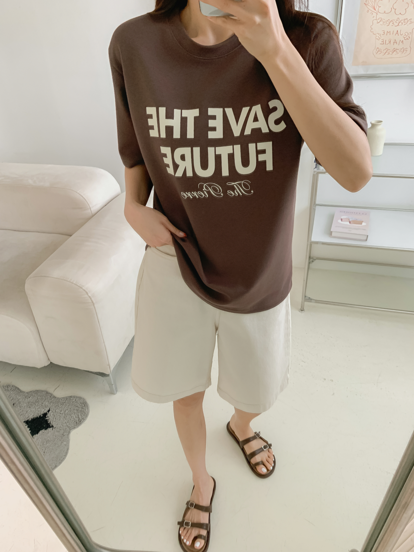 ラウンドネック半袖レタリングTシャツ | 詳細画像15