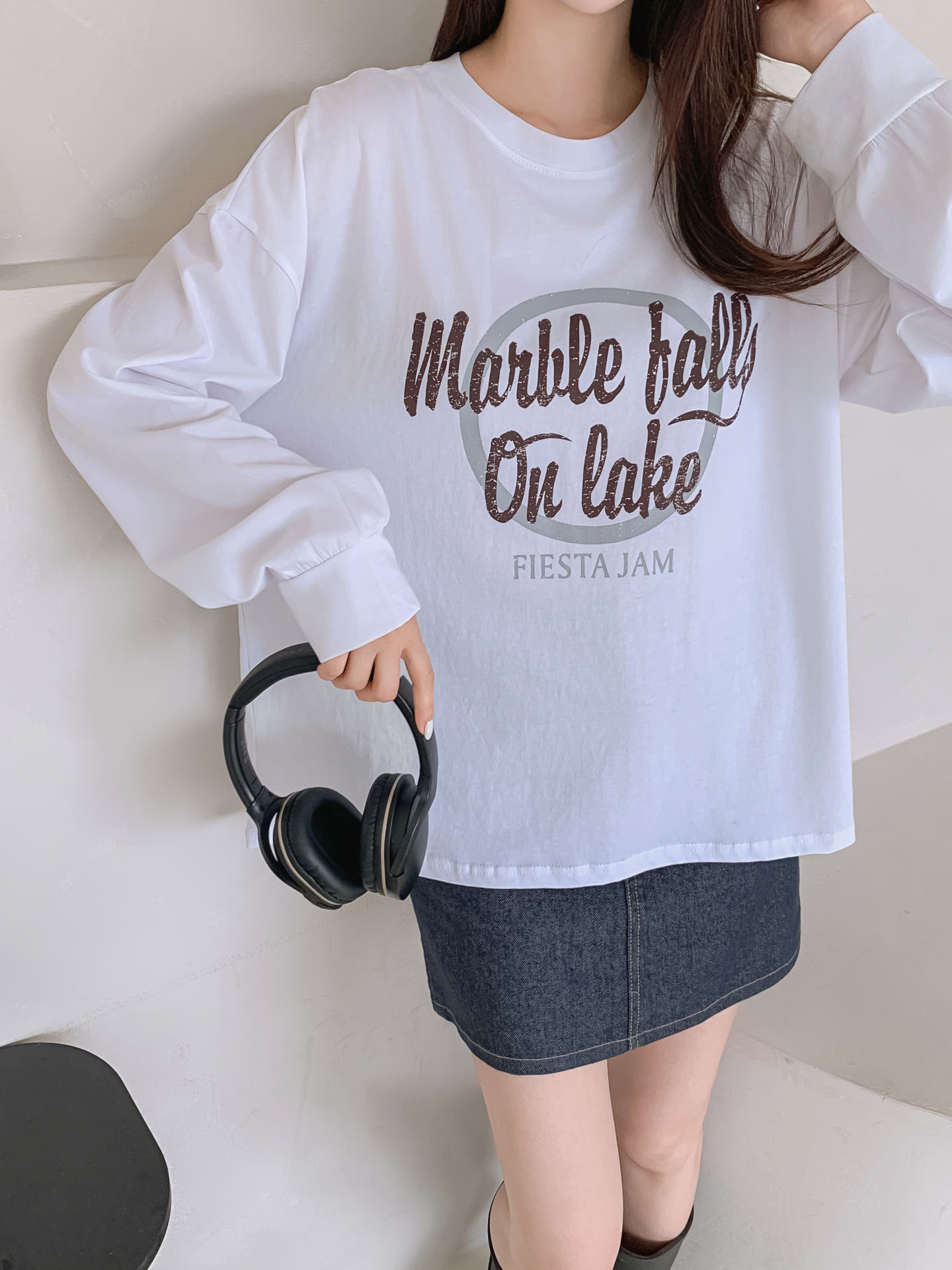 ラウンドネックルーズ長袖ロゴTシャツ | 詳細画像7