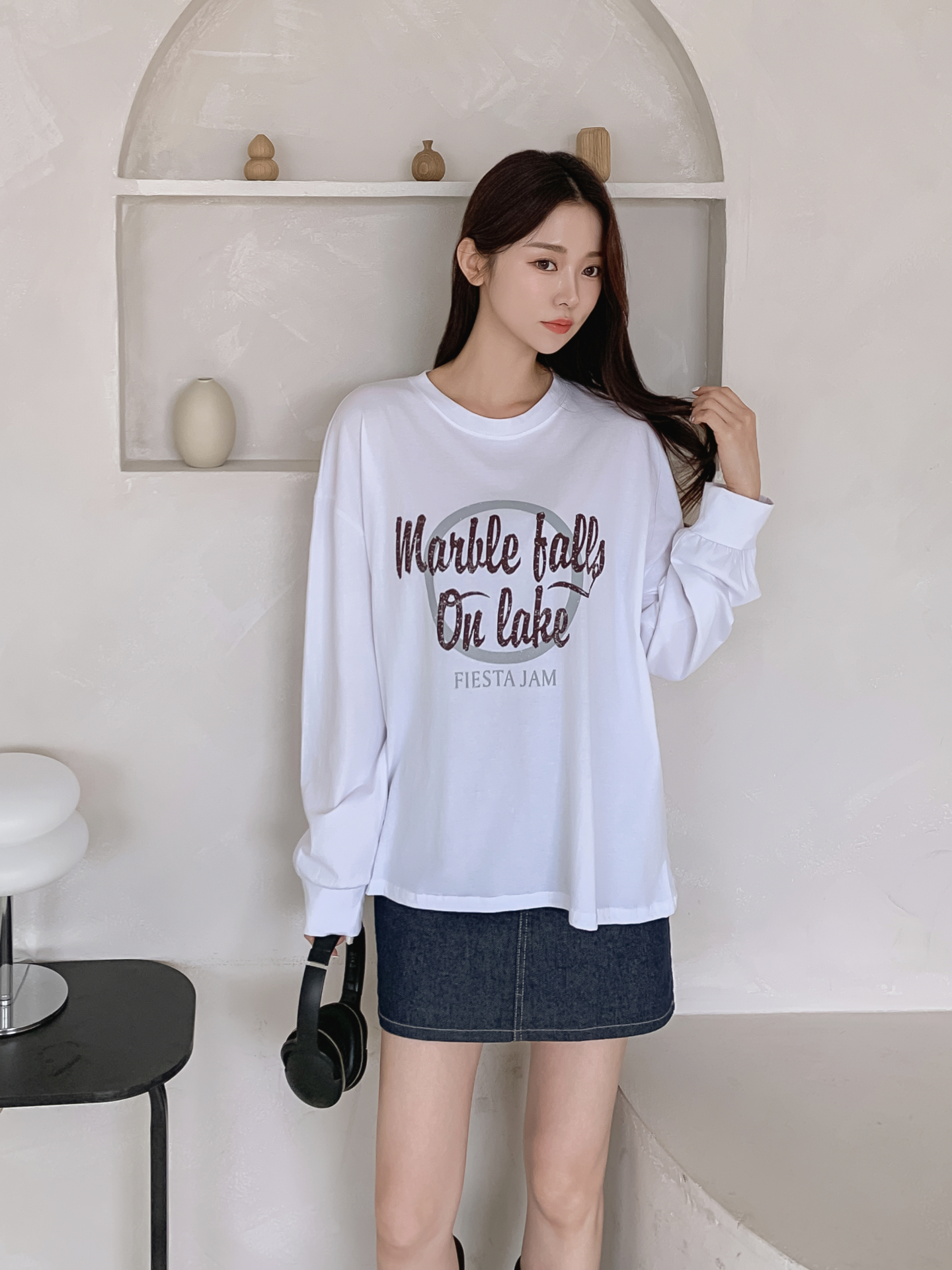 ラウンドネックルーズ長袖ロゴTシャツ | 詳細画像8
