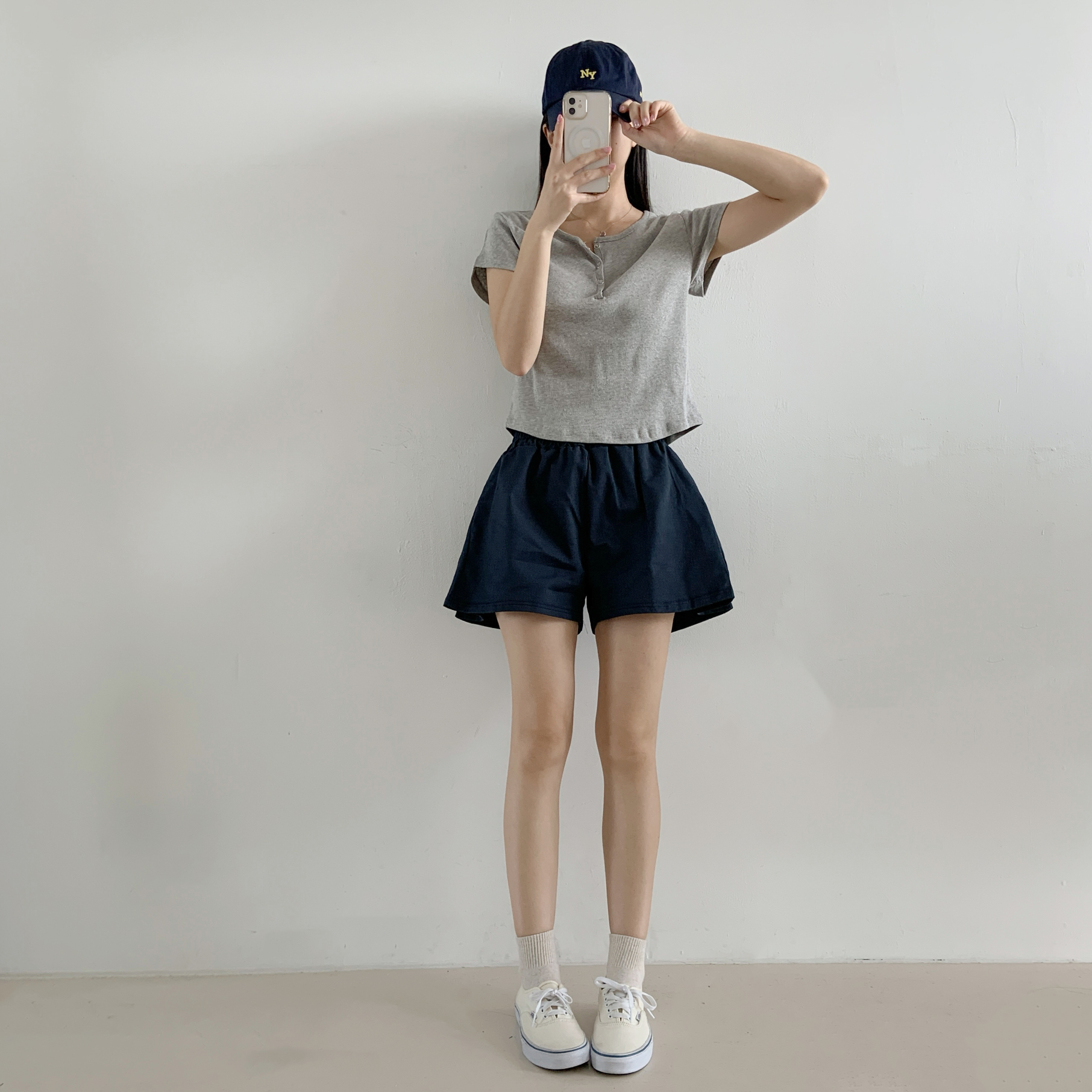 シンプルウエストゴムサイドピンタックカラーショートパンツ | 詳細画像7
