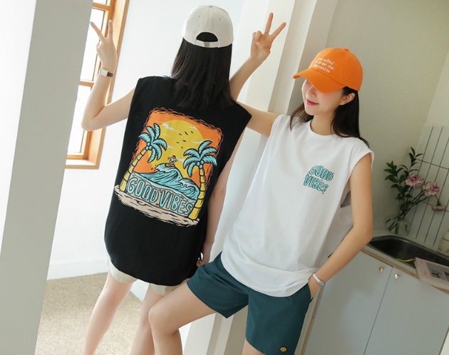 ラウンドネックボクシープリントカラーノースリーブ | 詳細画像13