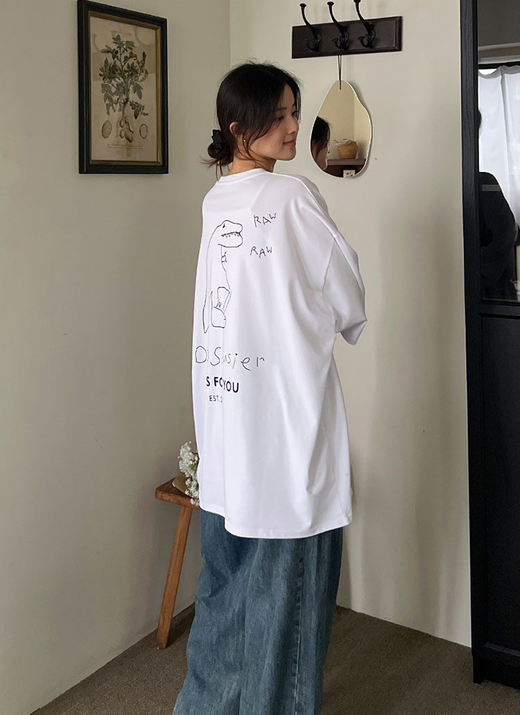 オーバーサイズボクシー半袖バックプリントTシャツ | レディース