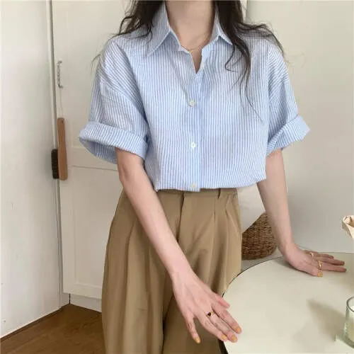 ルーズ半袖ボーダーシャツ | 詳細画像1