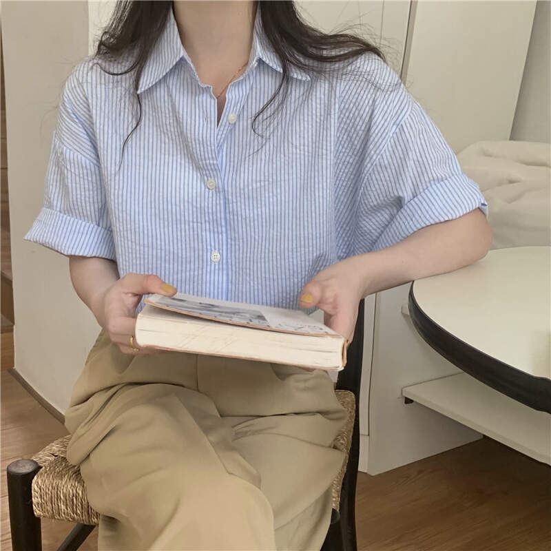 ルーズ半袖ボーダーシャツ | 詳細画像11