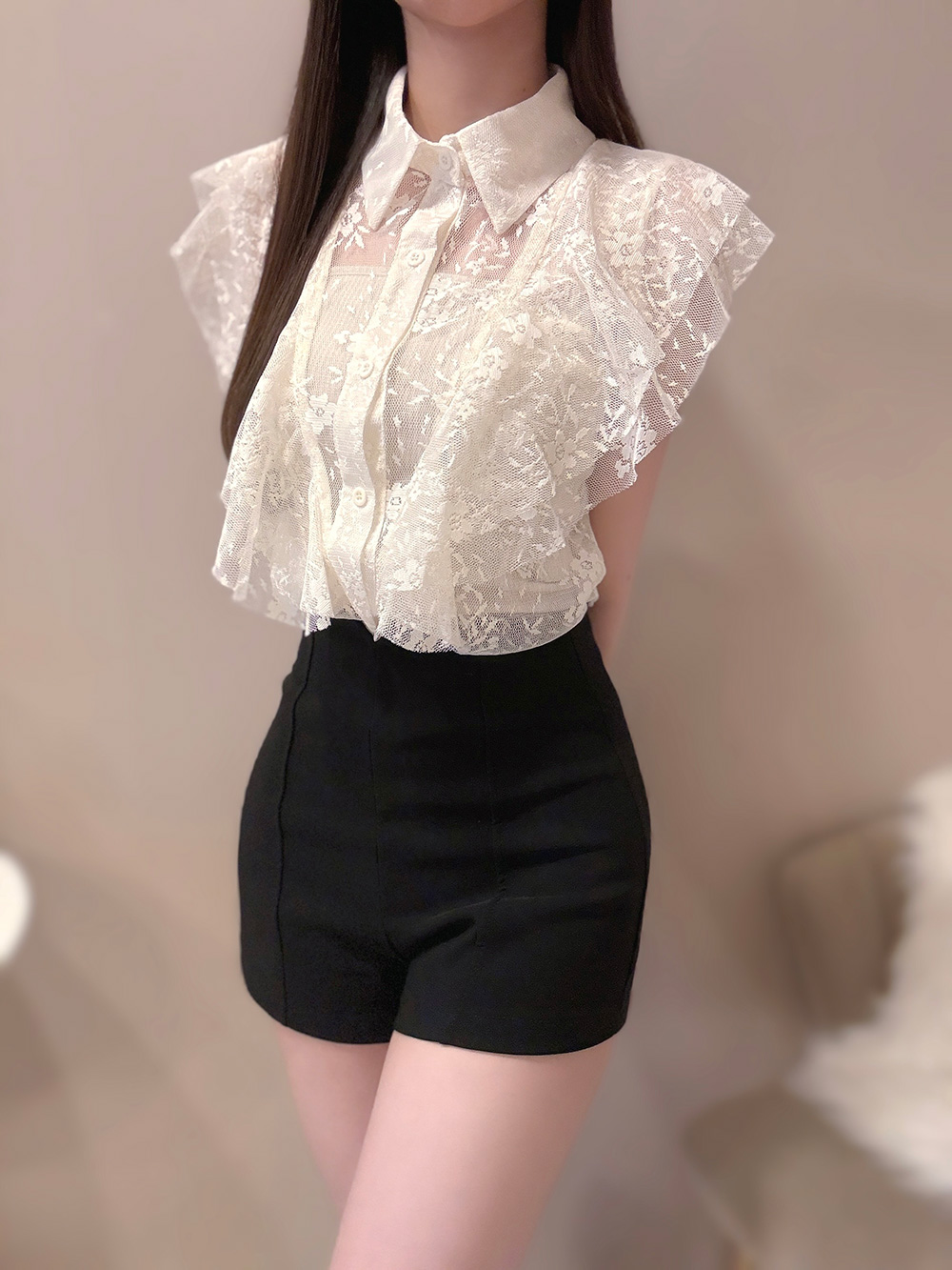 カラーダブルラッフルレースブラウス | 詳細画像2