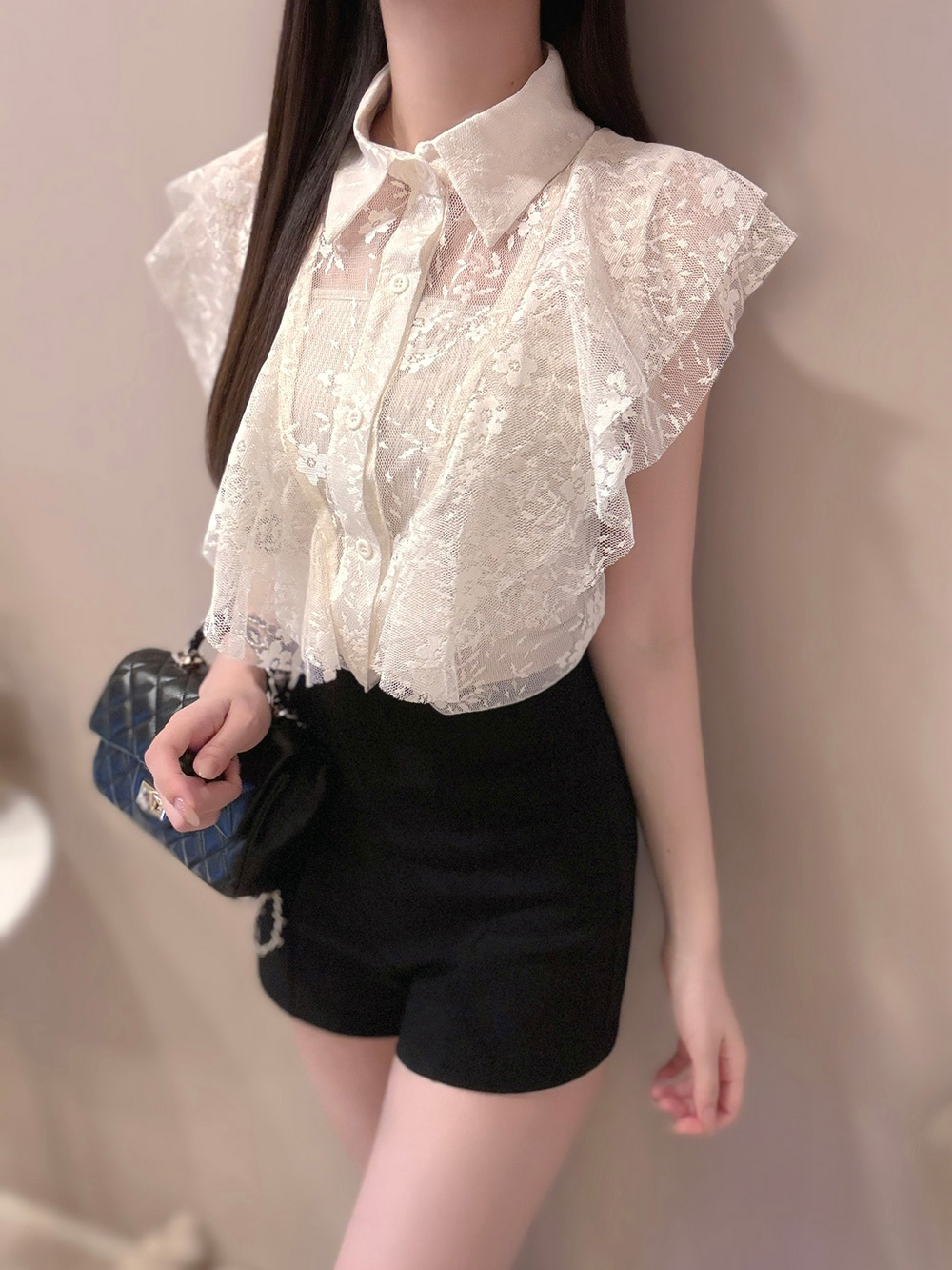 カラーダブルラッフルレースブラウス | 詳細画像3