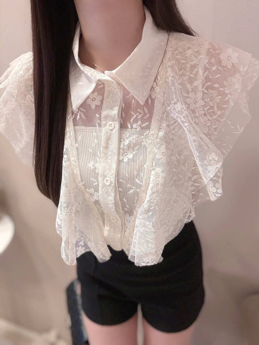 カラーダブルラッフルレースブラウス | 詳細画像8