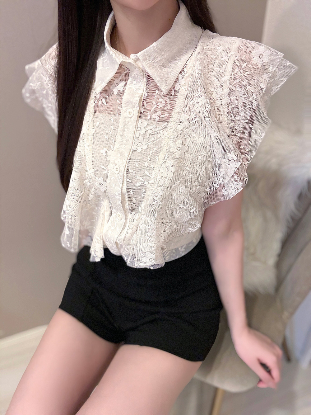 カラーダブルラッフルレースブラウス | 詳細画像9