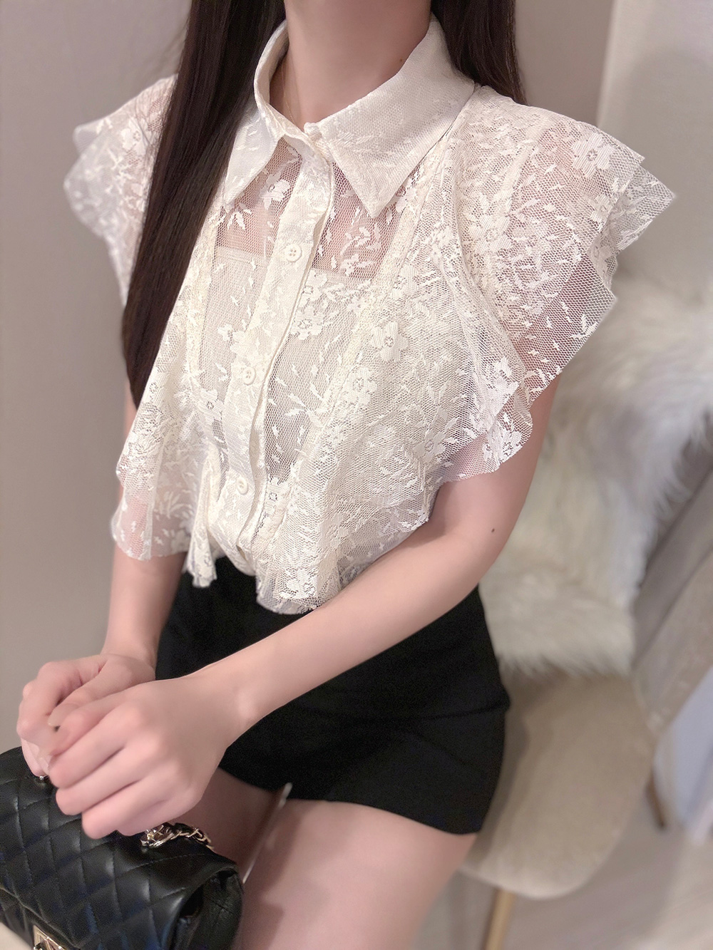 カラーダブルラッフルレースブラウス | 詳細画像11