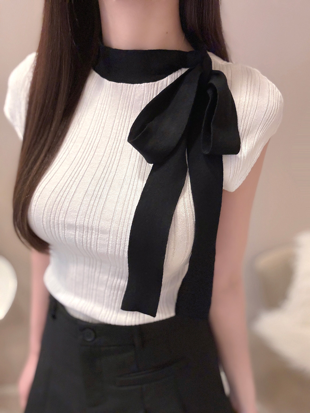 ANNA MOLINARI COUTURE リブ リボン ニット D ANNA MOLINARI COUTURE リブ リボン ニット D