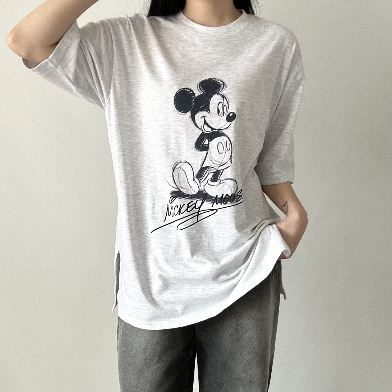 ラウンドネックスリットプリントTシャツ | 詳細画像6