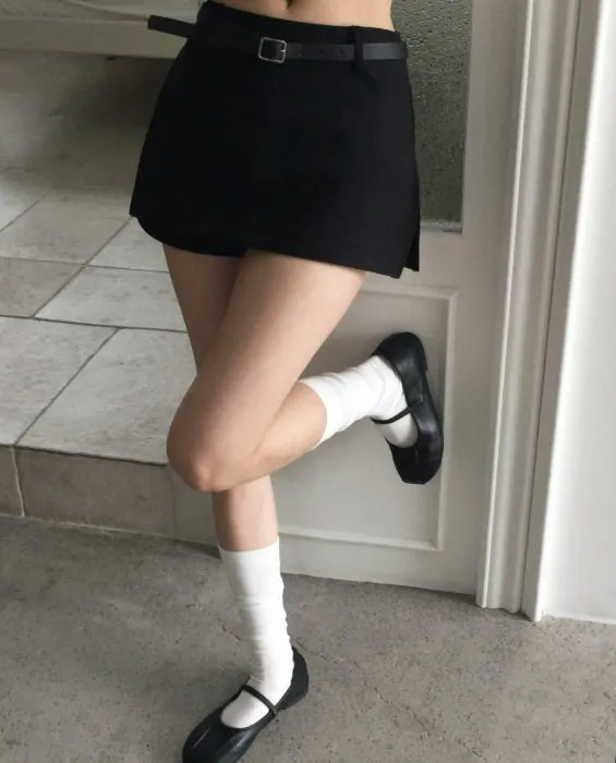 ベルト付スリットラインジップアップスカートパンツショートパンツ | MODIMOOD | 詳細画像1