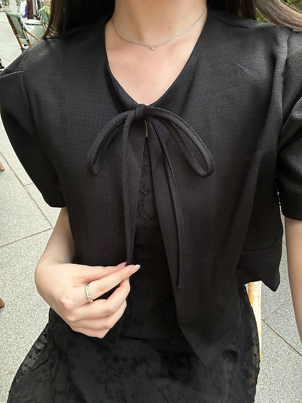 パフスリーブリボン半袖ジャケット | 詳細画像2